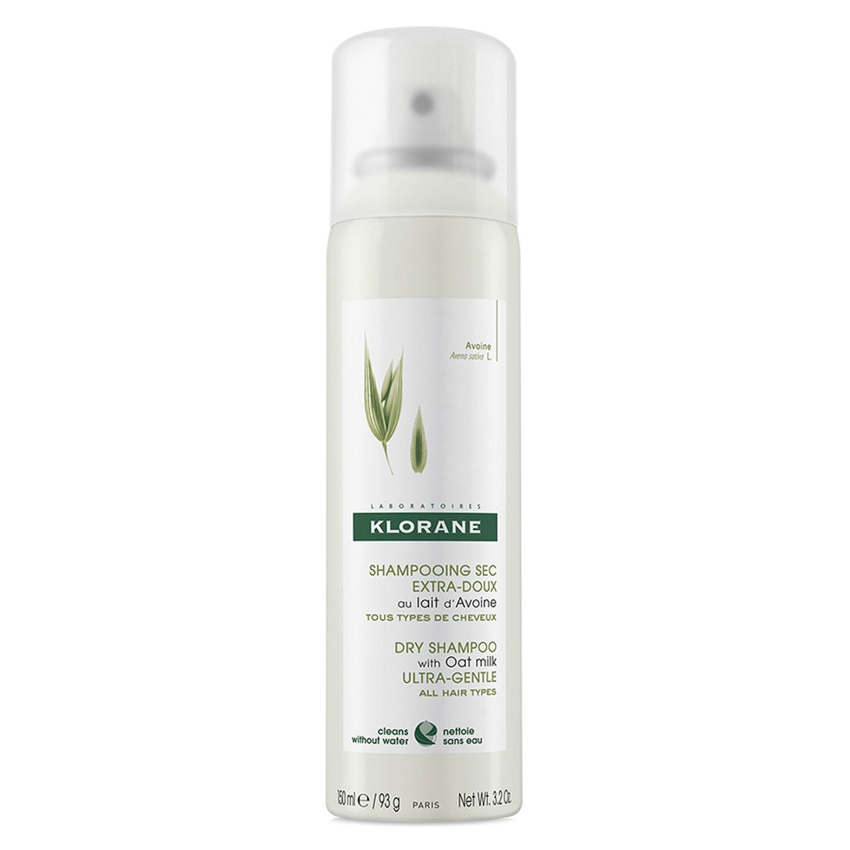 KLORANE - Shampoo Seco Extra Suave a la Leche de Avena 150ml Cabellos Claros Klorane