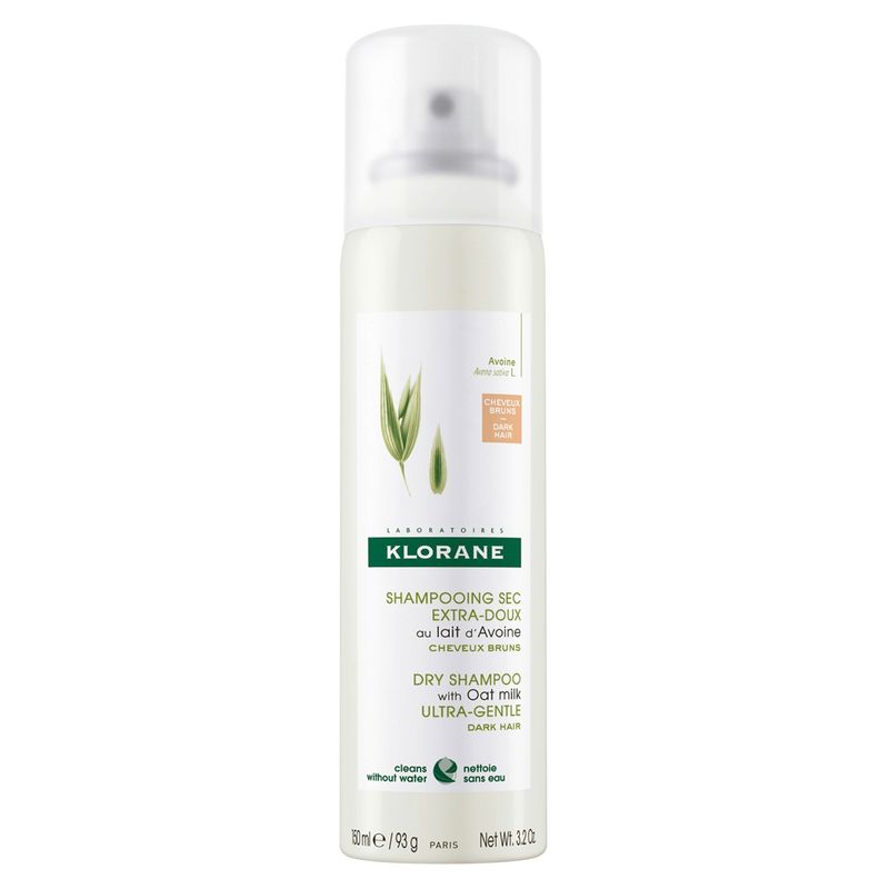 KLORANE - Shampoo Seco con Color Extra Suave a la Leche de Avena 150ml Cabellos Oscuros Klorane