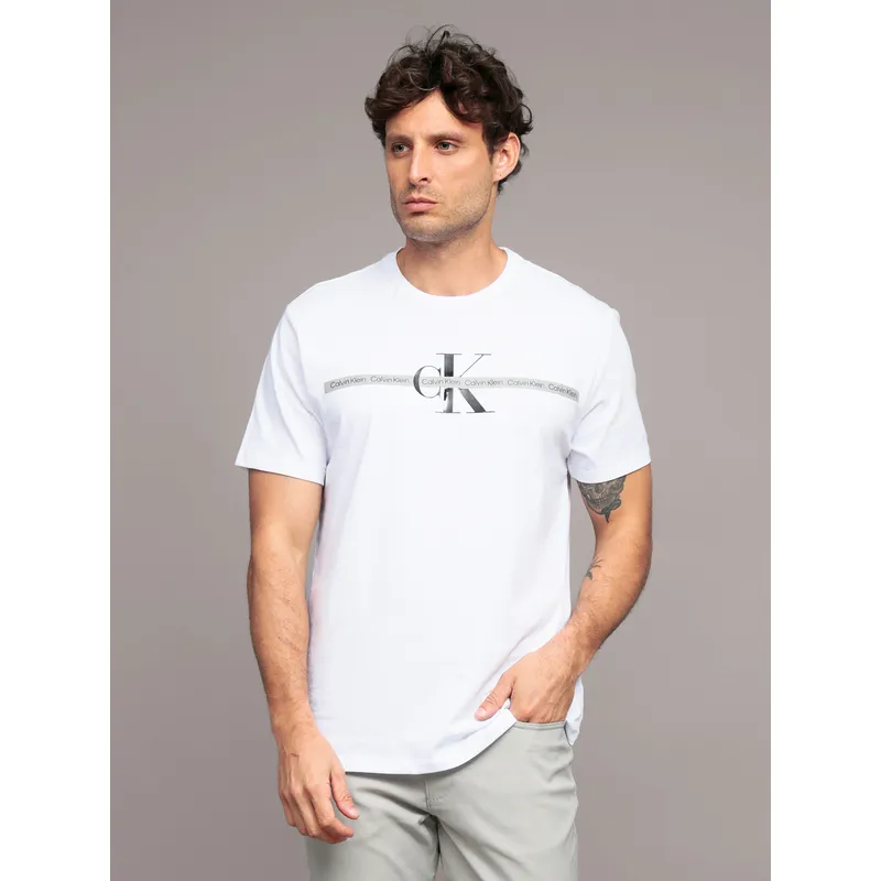 CALVIN KLEIN - Polera Repeat Layered Blanco Calvin Klein