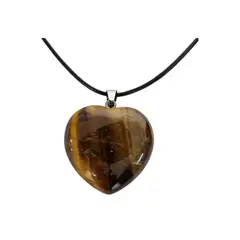 GENERICO - Collar Colgante Piedra Natural Ojo De Tigre Forma Corazón M1