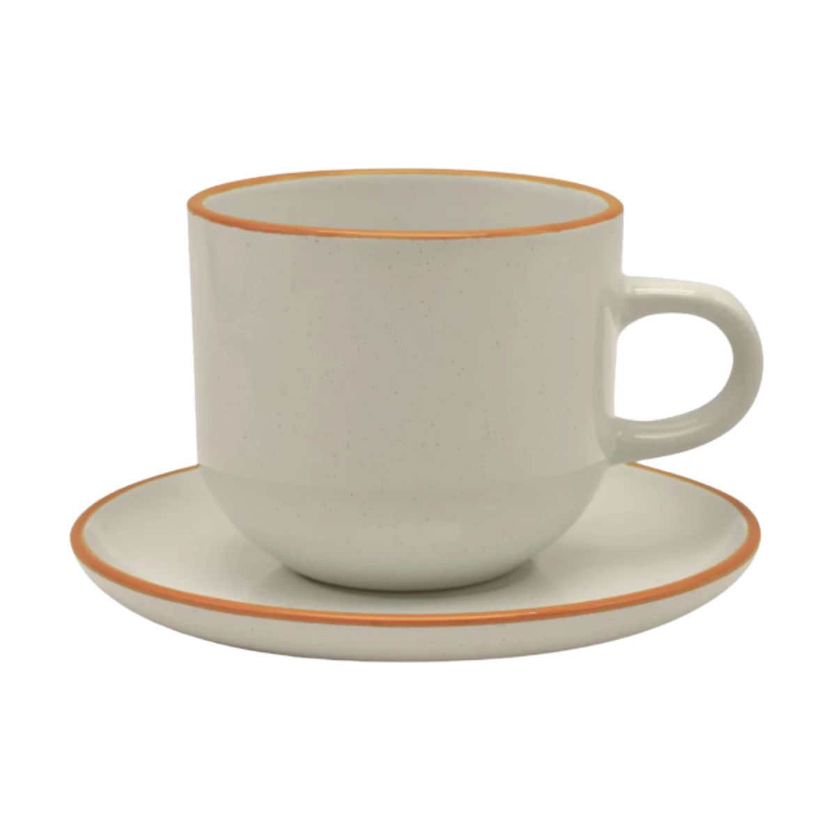 HALLEN - Set 6 Tazas + 6 Platos Te o Cafe Ceramica 350 ML Beige