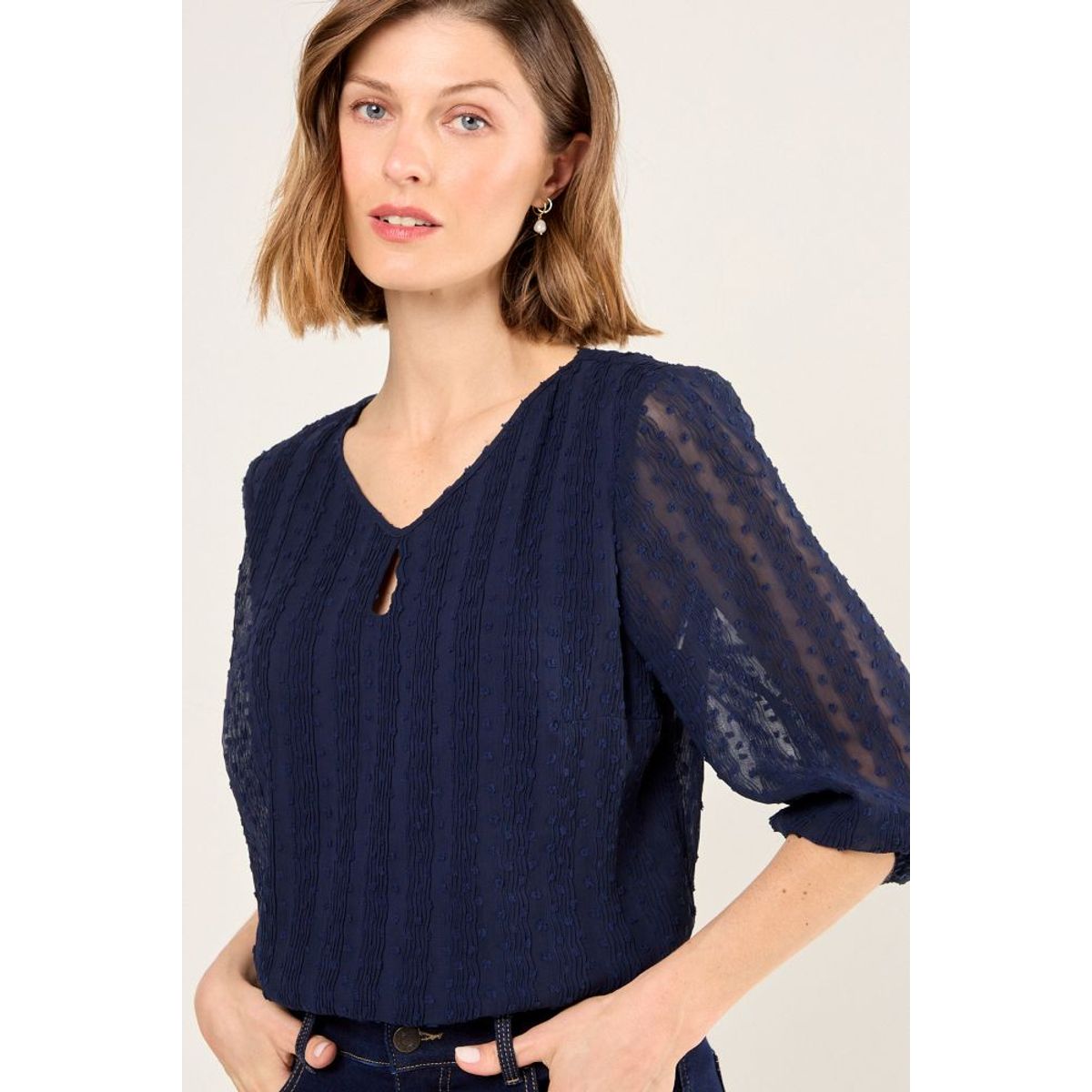 MA GRIFFE - Blusa Lisa Mujer Azul Magriffe