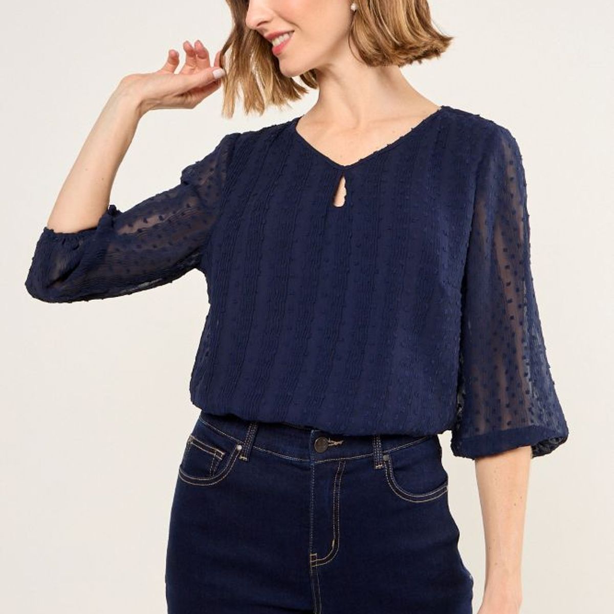 MA GRIFFE - Blusa Lisa Mujer Azul Magriffe