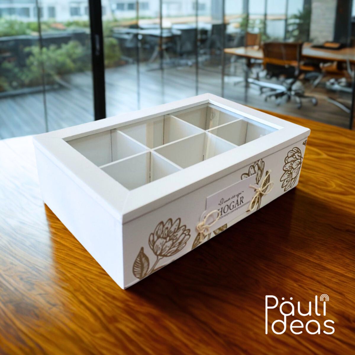 GENERICO - Caja Organizadora De Madera Para Té Con 6 Compartimientos