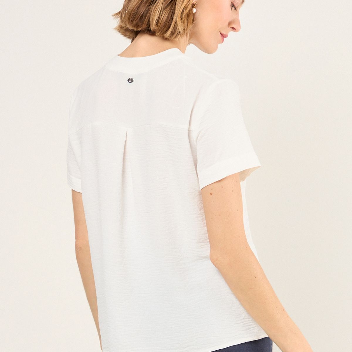 MA GRIFFE - Blusa Lisa Mujer Crudo Magriffe