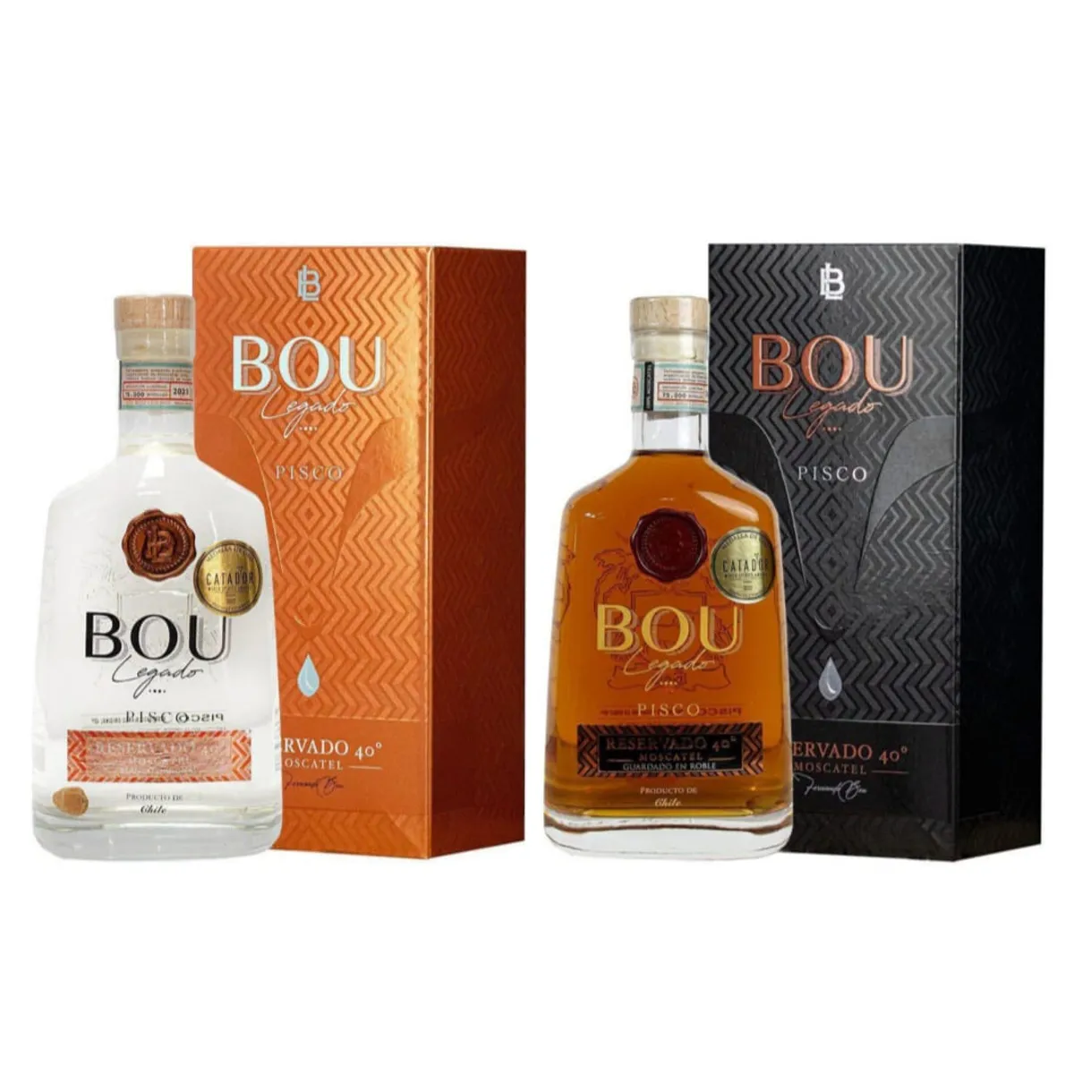 BOU - Piscos Bou Legado Reservado 40° añejado y Transparente