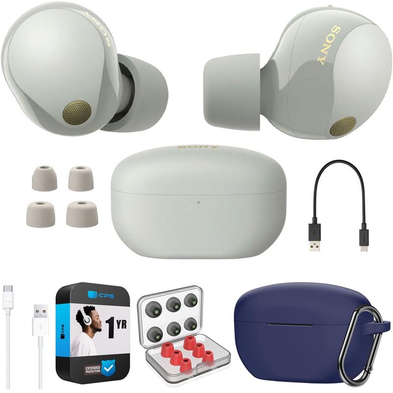 SONY - Audífonos inalámbricos WF-1000XM5 con estuche azul y plata
