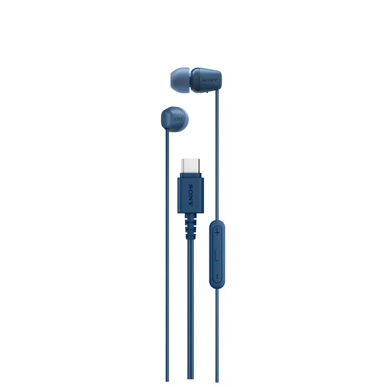 Audífonos in-ear con cable USB-C control volumen y micrófono azul