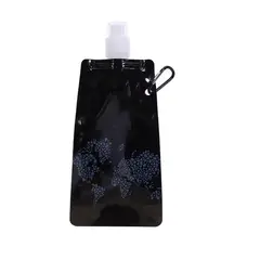 GENERICO - Botella Para Agua Tipo Bolsa Reutilizable Gancho Gimnasio Negro