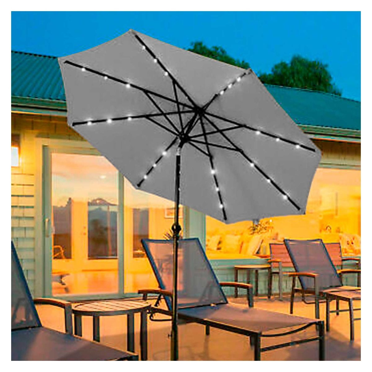 NOVAHUS - Sombrilla Quitasol Con Iluminación Solar Beige