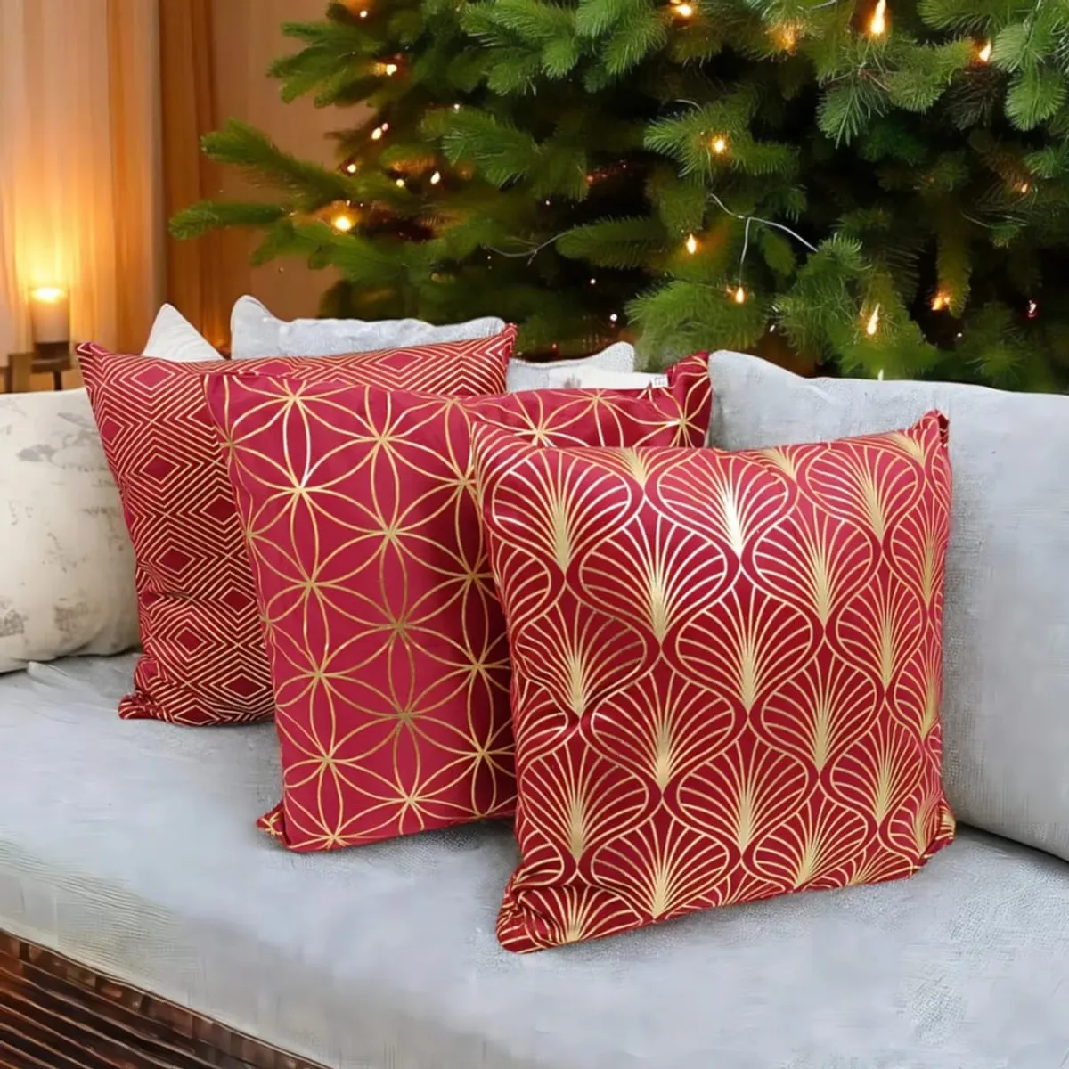 HOMEY - Pack de 4 fundas de Cojin Navideñas, 45x45cm