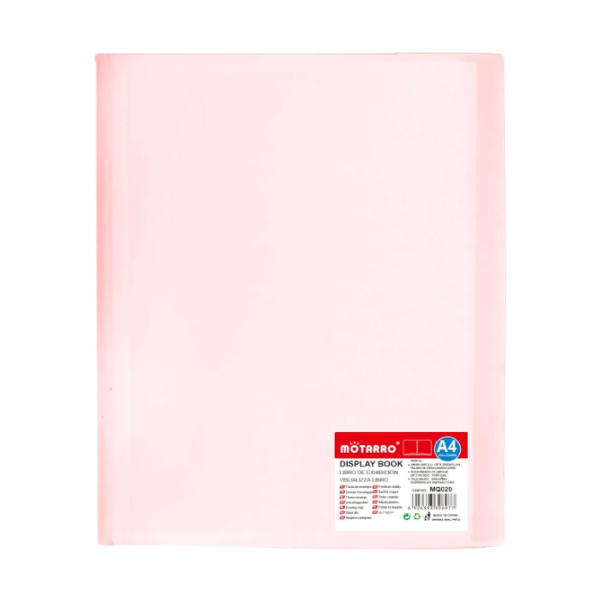 MOTARRO - Carpeta Archivadora Color Pastel 20 Fundas Transparentes A4