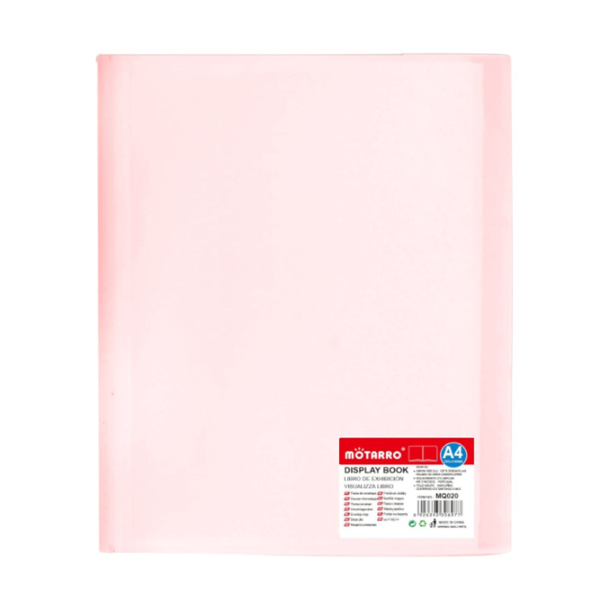 MOTARRO - Carpeta Archivadora Color Pastel 20 Fundas Transparentes A4