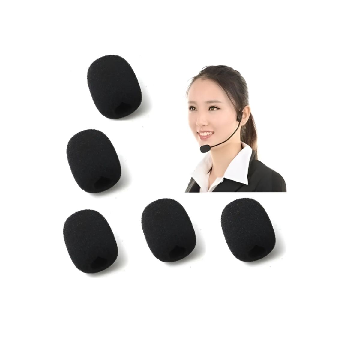 5 Esponjas Protectora Para Microfono Clip Solapa Levalier Negro, marca GENERICO - Foto Principal