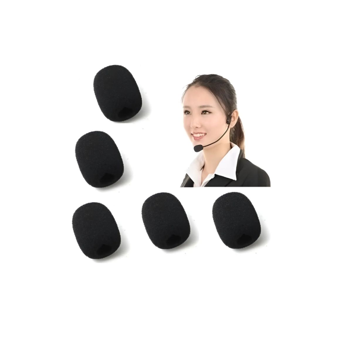 5 Esponjas Protectora Para Microfono Clip Solapa Levalier Negro, marca GENERICO - Foto Principal