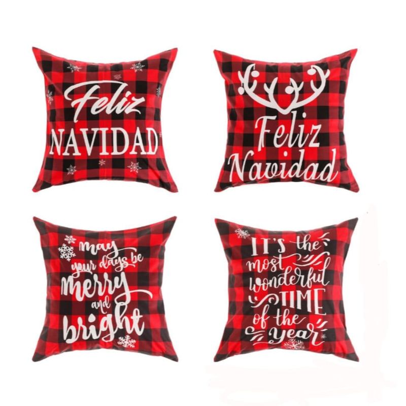 HOMEY - Pack de 4 fundas de cojin Navideñas, Terciopelo, 45x45cm