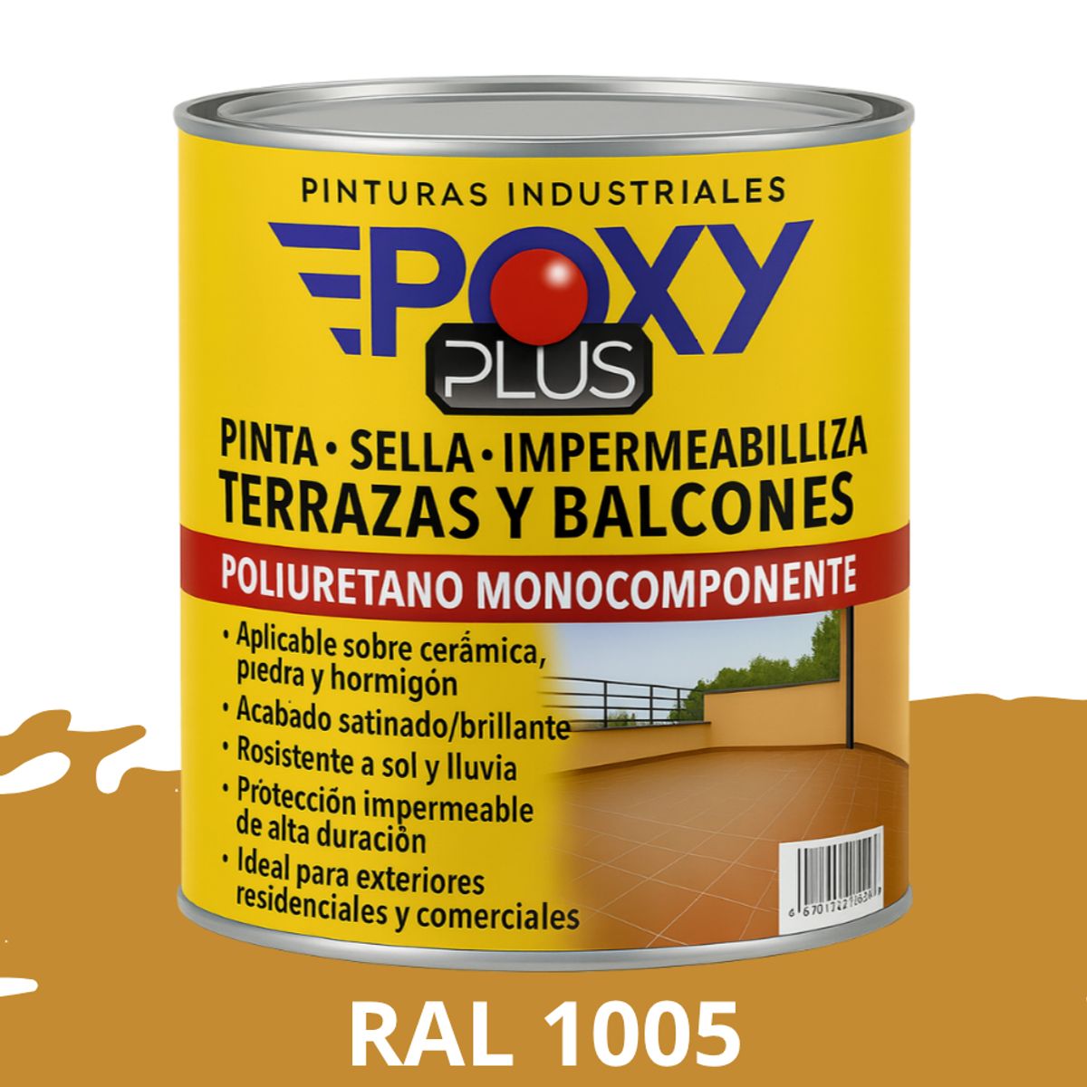 EPOXY - TERRAZAS Y BALCONES- Pinta Sella e Impermeabiliza - 1L RAL 1005