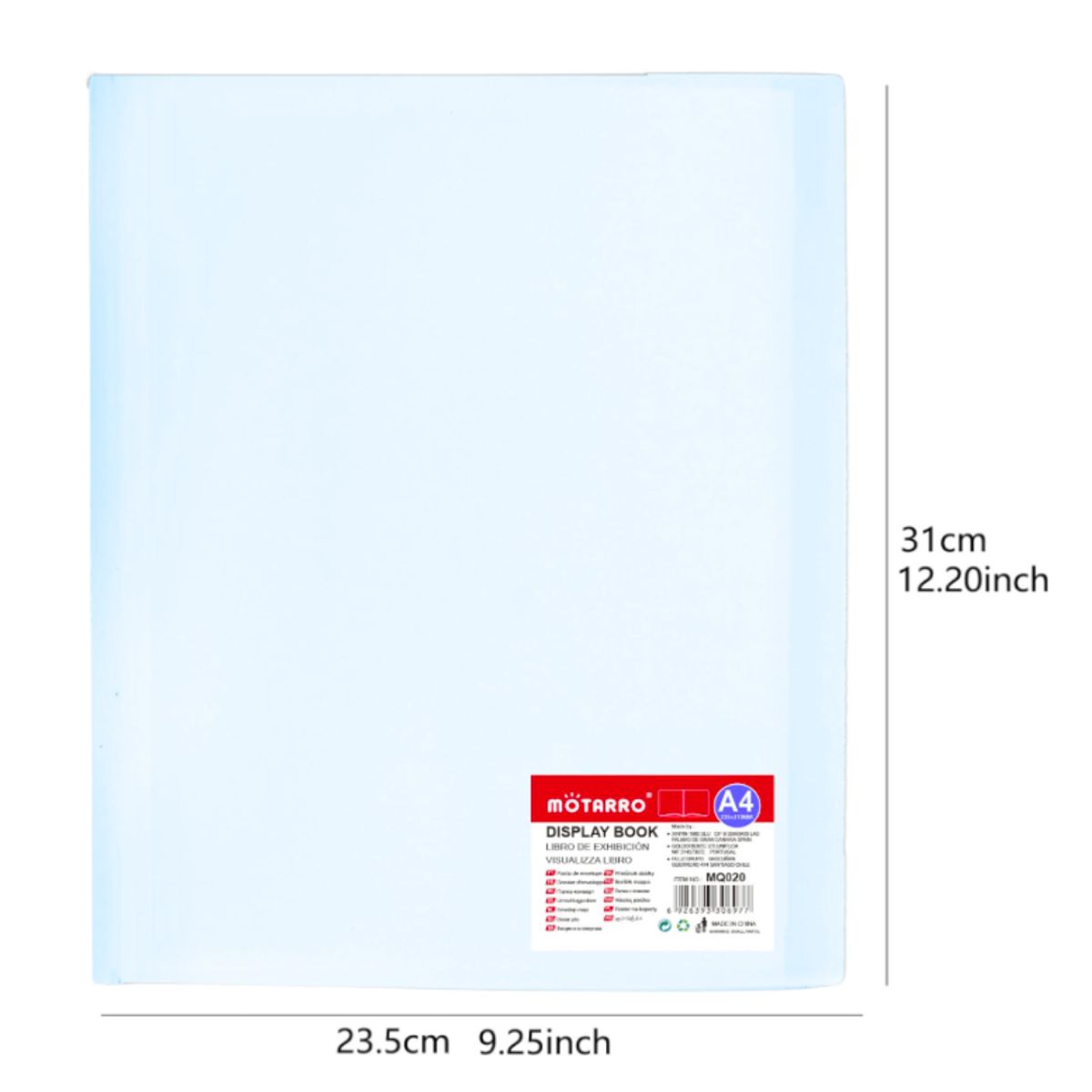 MOTARRO - Carpeta Archivadora Color Pastel 20 Fundas Transparentes A4