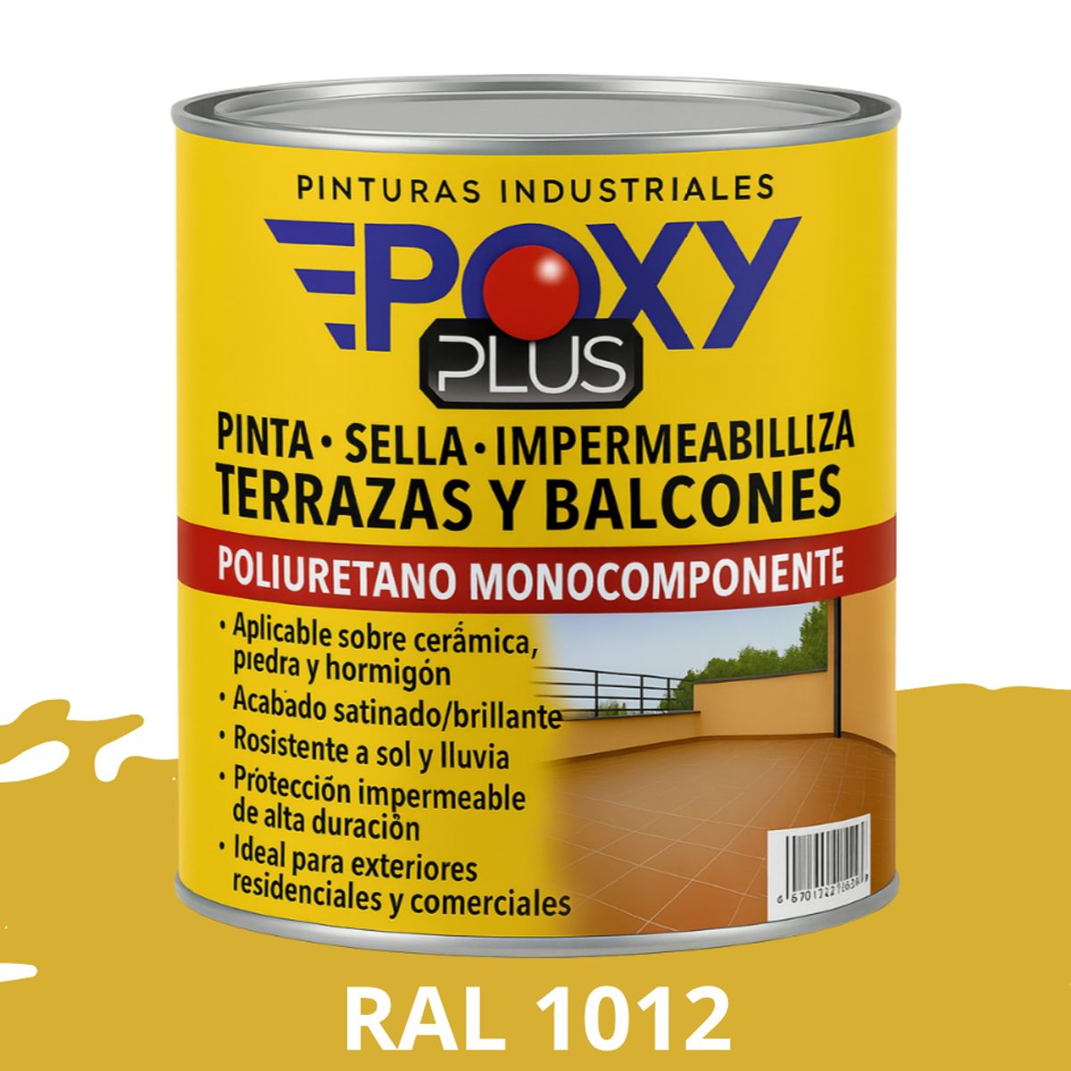 EPOXY - TERRAZAS Y BALCONES- Pinta Sella e Impermeabiliza - 1L RAL 1012