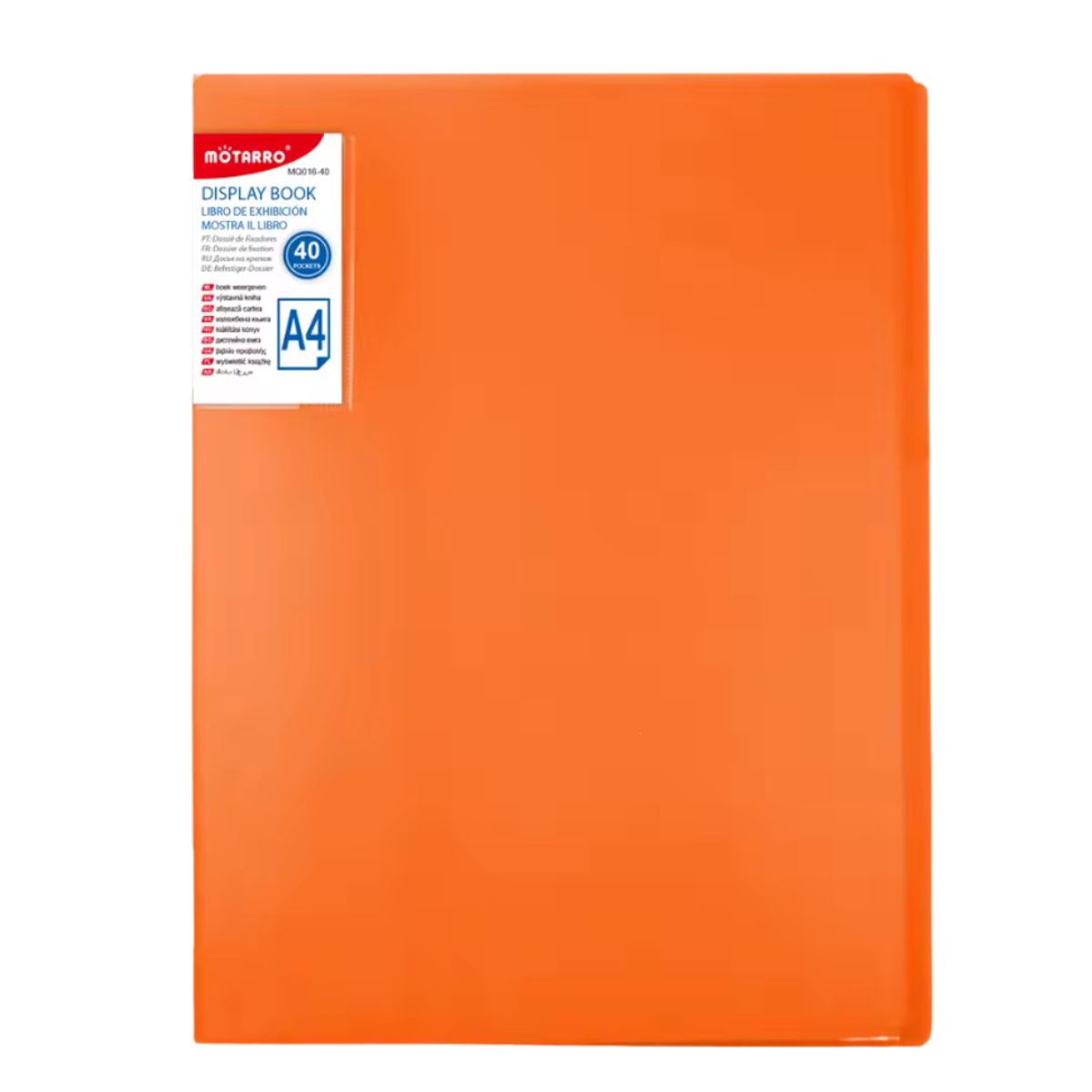 MOTARRO - Carpeta Archivadora Color Neón 40 Fundas Transparentes A4