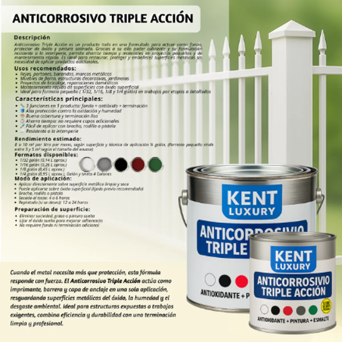 KENT - ANTICORROSIVO TRIPLE ACCIÓN 1-16 Galón AZUL MARINO