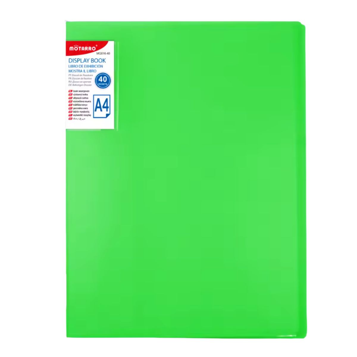 MOTARRO - Carpeta Archivadora Color Neón 40 Fundas Transparentes A4