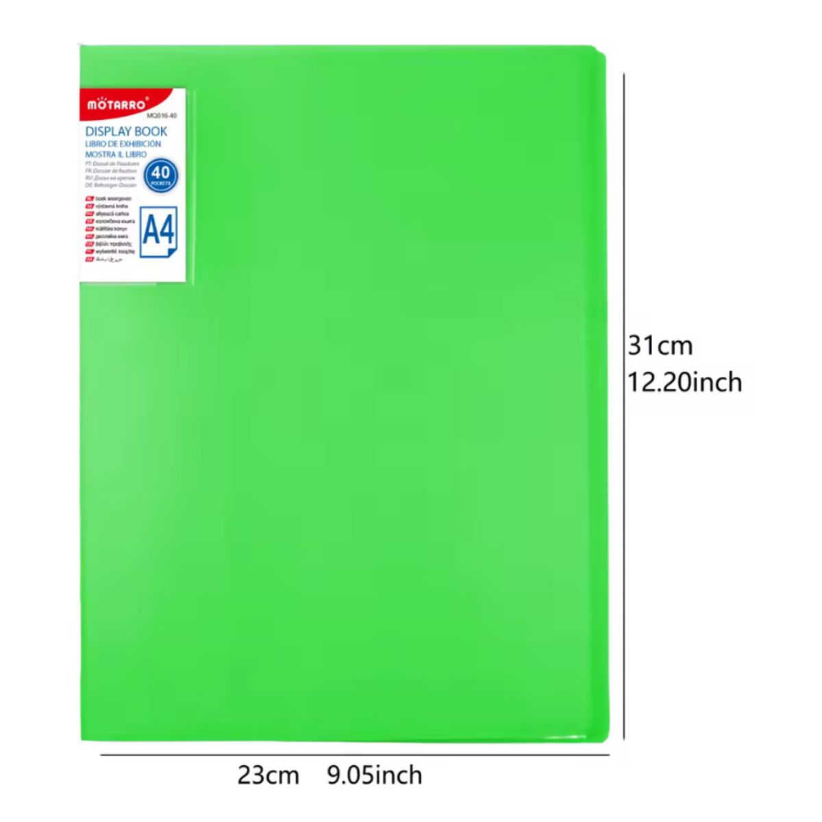 MOTARRO - Carpeta Archivadora Color Neón 40 Fundas Transparentes A4