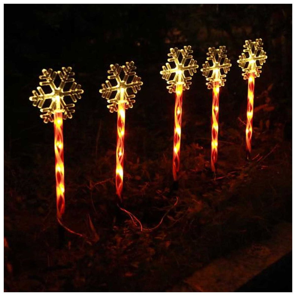 GENERICO - Estacas Solares Navidad Jardín Decoración x5 Copo