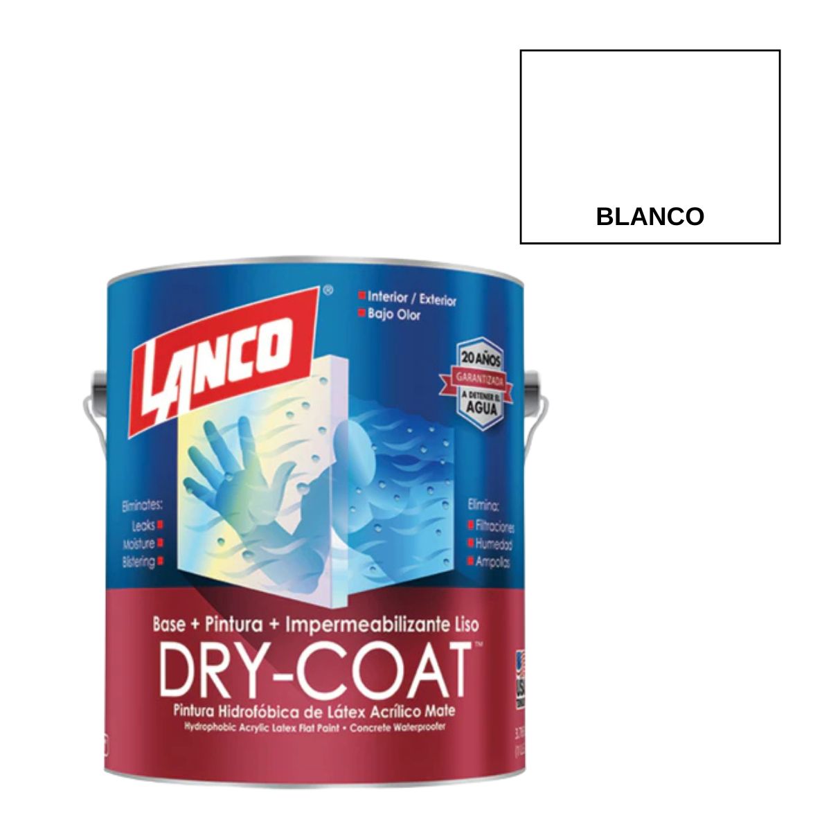 LANCO - Esmalte Dry Coat Blanco Mate 1GL Impermeabilizante