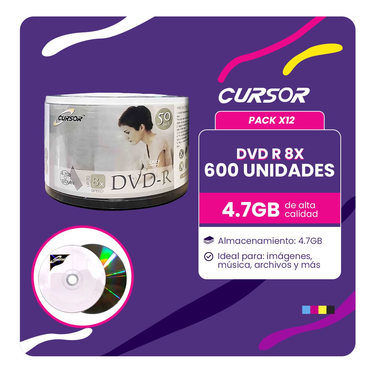CURSOR - Dvd R 8x 47gb Logo Cursor Plus 50 Uni Pack 6