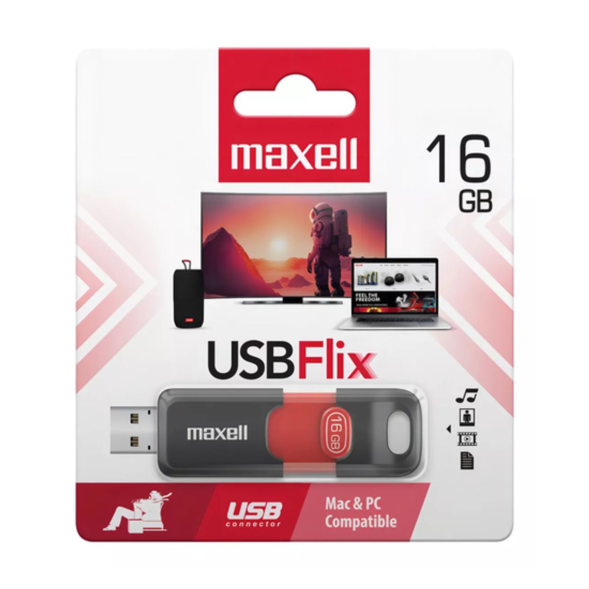GENERICO - Pack de 3 Pendrives Maxell Flix 16GB 20 Color Rojo