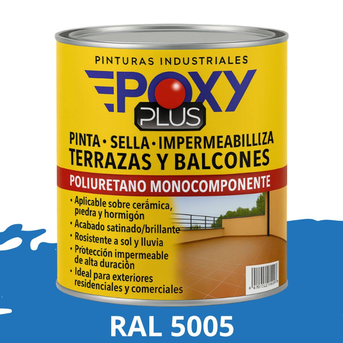 EPOXY - TERRAZAS Y BALCONES- Pinta Sella e Impermeabiliza - 1L RAL 5005
