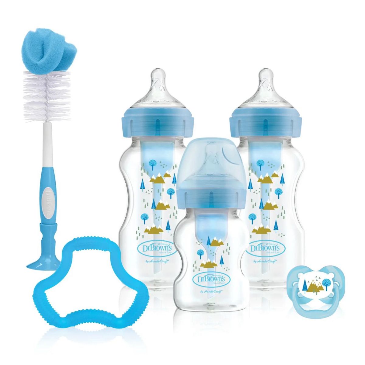 DR BROWNS - Set De Mamadera Dr Browns Boca Ancha Options Celeste