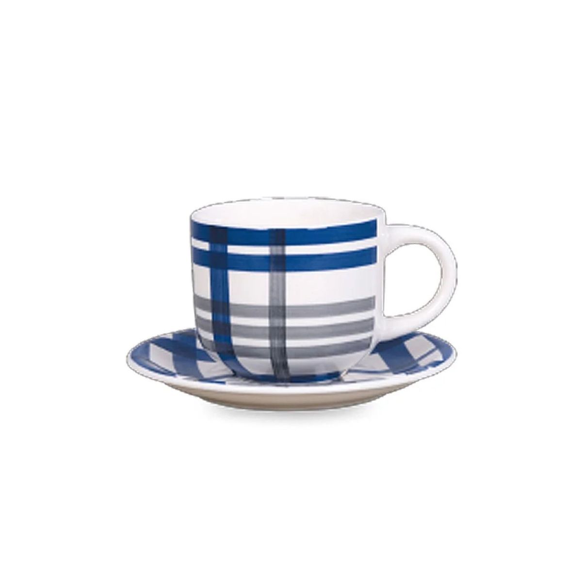 HALLEN - Juego De Tazas Loza + Platillos Pintadas A Mano 12 Piezas