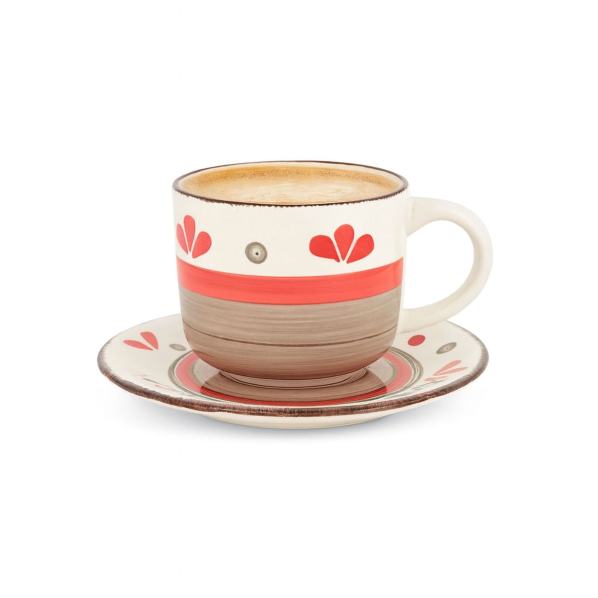 HALLEN - Juego De Tazas Loza + Platillos Pintadas A Mano 12 Piezas