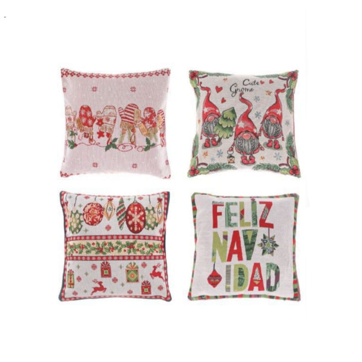 HOMEY - Fundas Navideñas, material en poliester, Set de 4 unidades.