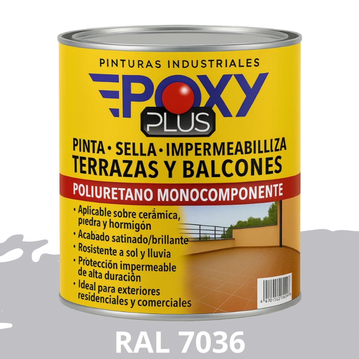 EPOXY - TERRAZAS Y BALCONES- Pinta Sella e Impermeabiliza - 1L RAL 7036
