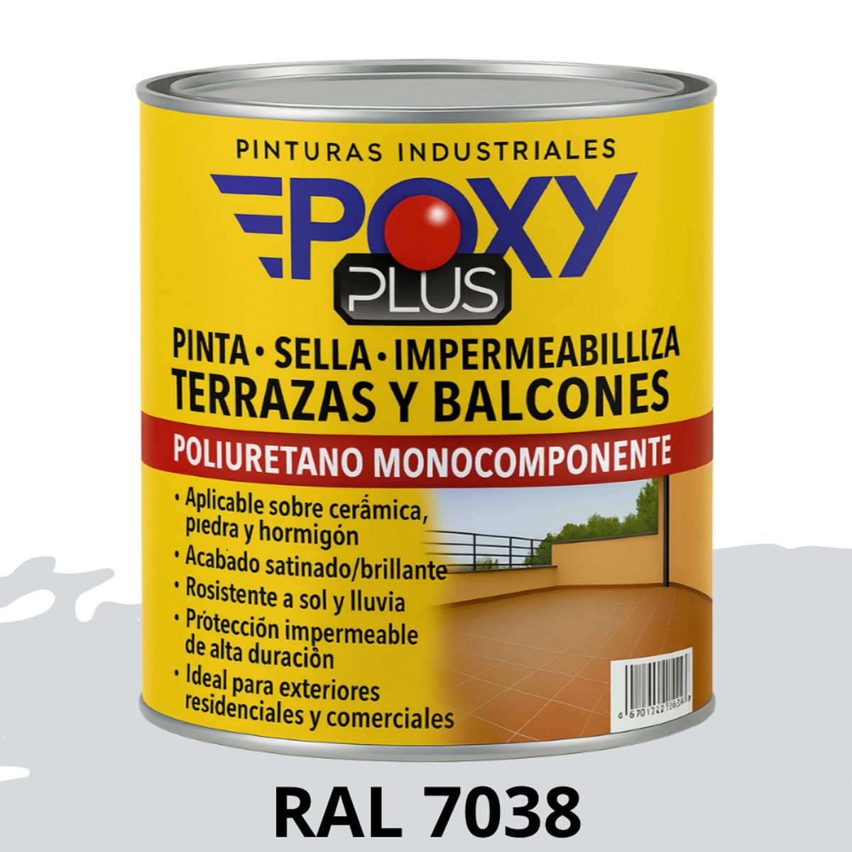 EPOXY - TERRAZAS Y BALCONES- Pinta Sella e Impermeabiliza - 1L RAL 7038