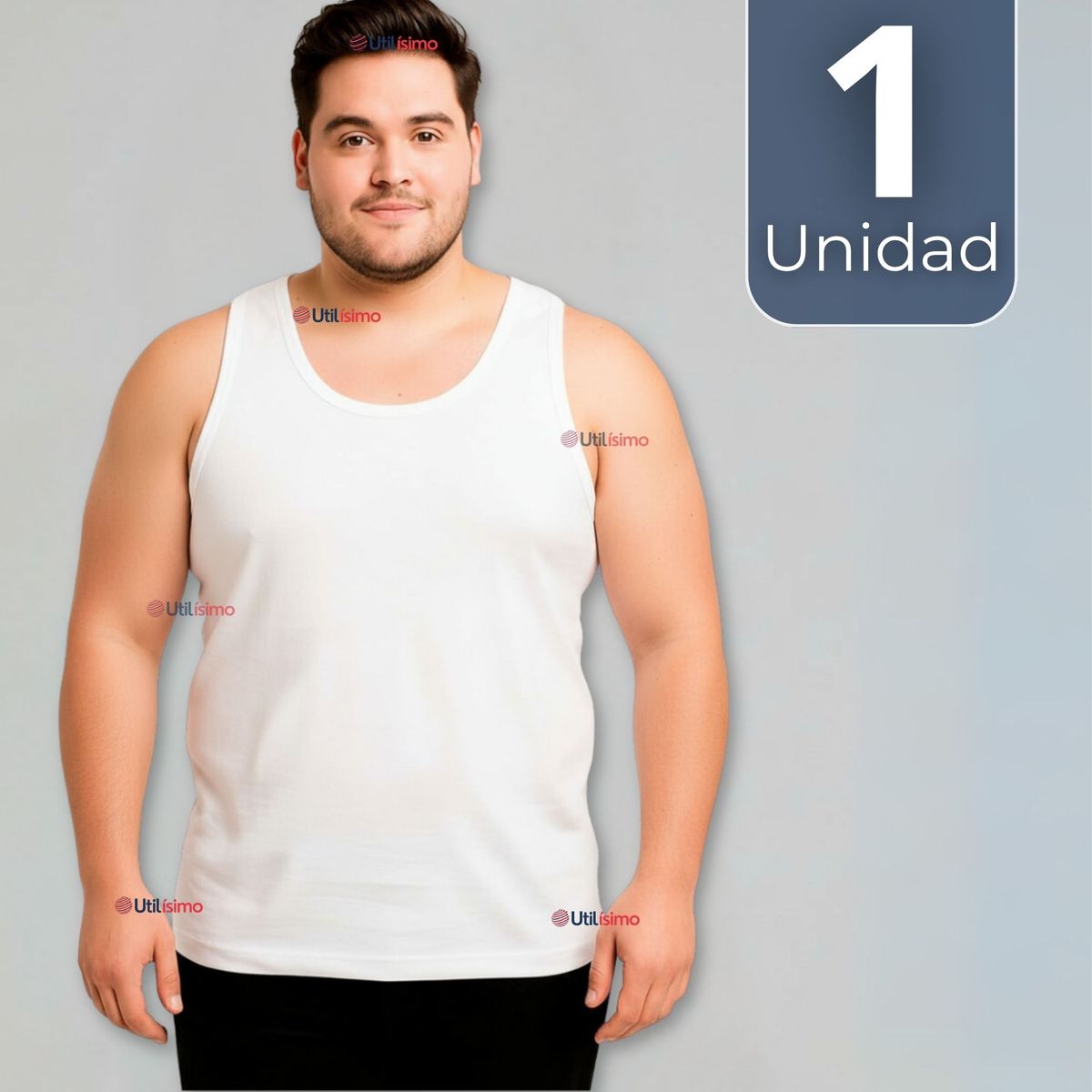UTILISIMO - Camiseta Sin Manga Básica Suave 100% Algodón Blanco Niño Juvenil y Hombre