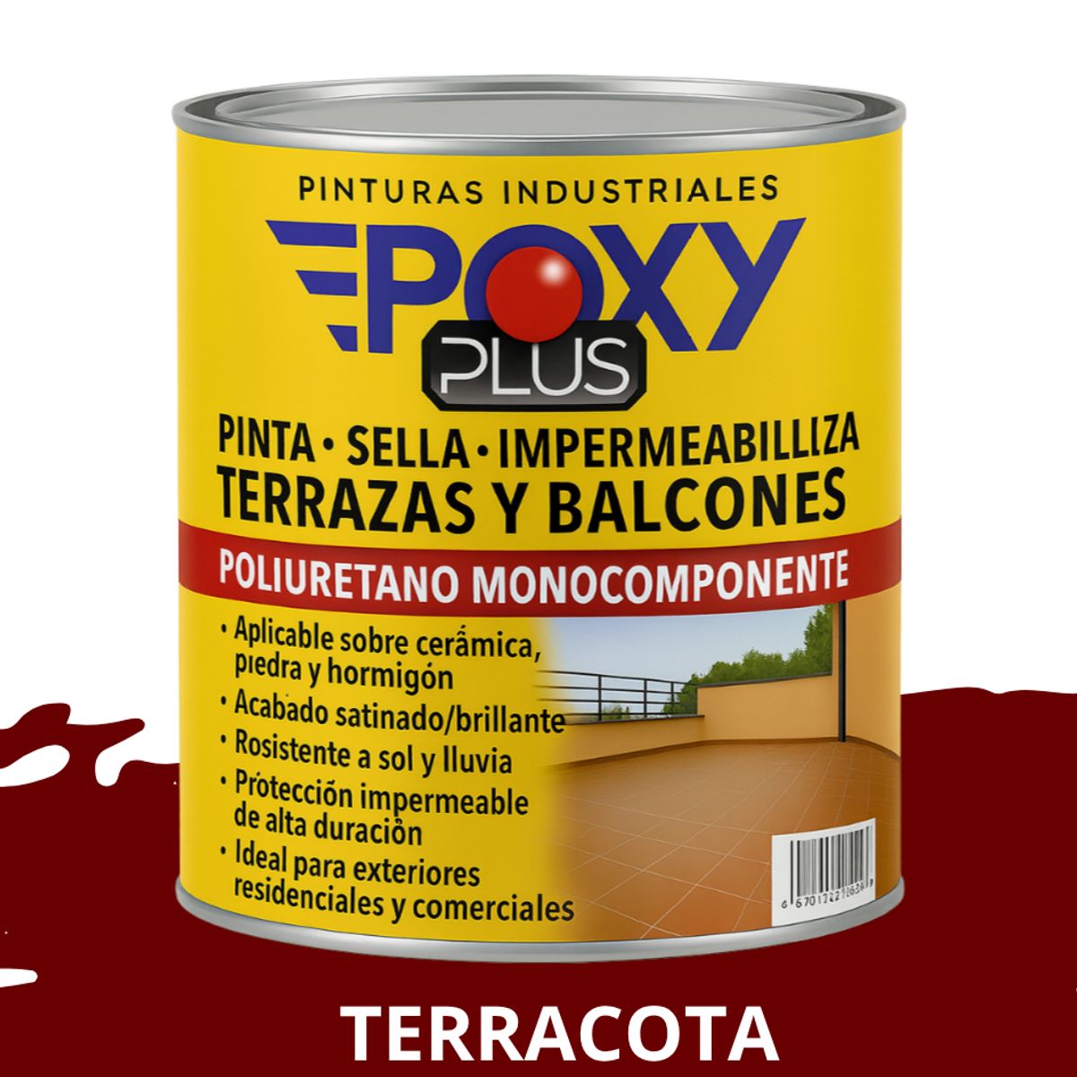 EPOXY - TERRAZAS Y BALCONES- Pinta Sella e Impermeabiliza - 1L TERRACOTA