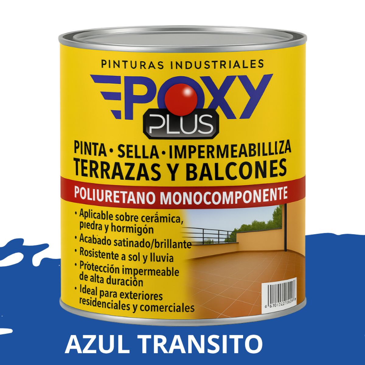 EPOXY - TERRAZAS Y BALCONES- Pinta Sella e Impermeabiliza - 1L AZUL TRANSITO