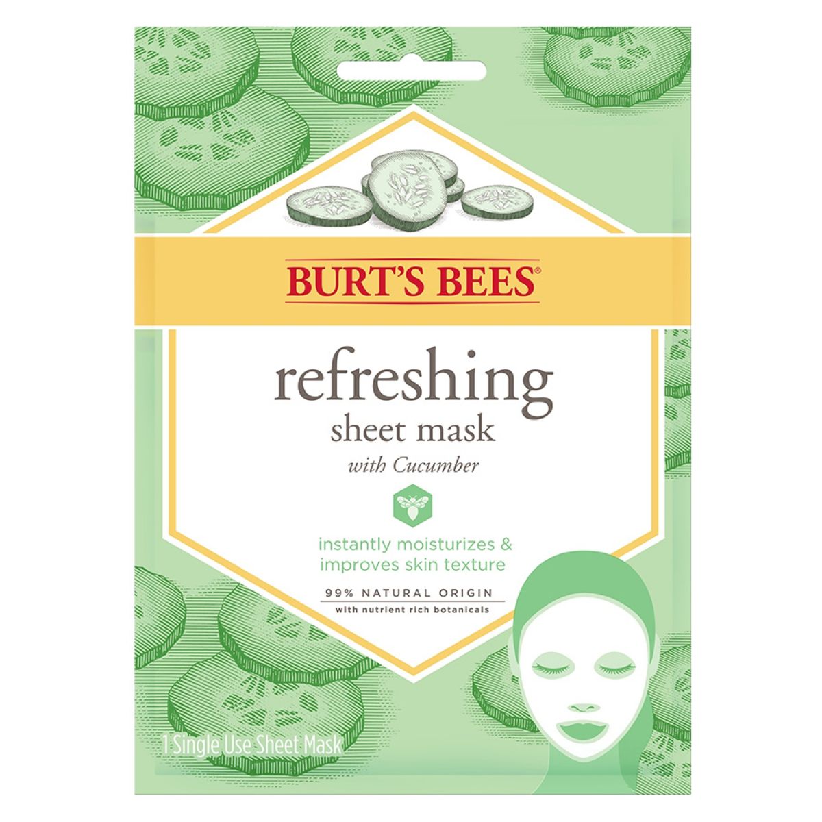BURTS BEES - Mascarilla Facial Refrescante de Pepino BURTS BEES
