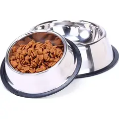 GENERICO - Plato acero inoxidable perrosgatos 20cm plateado