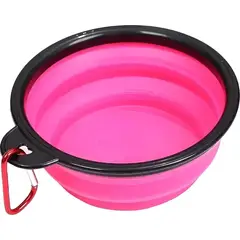 GENERICO - Plato goma plegable portátil mascotas color rosado