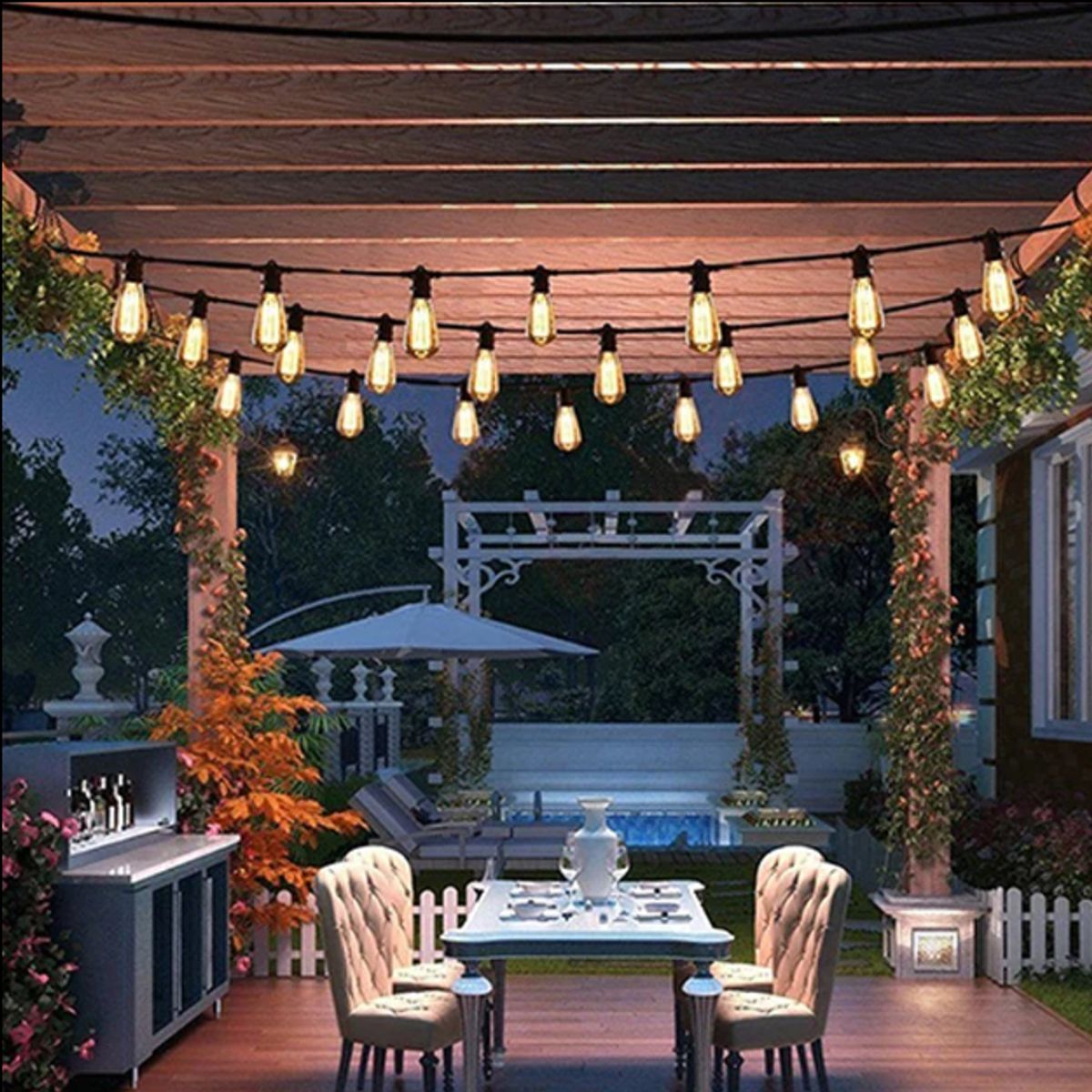 WANT - GUIRNALDA  10M CERTIFICADA  + 10  AMPOLLETA TIPO EDISON 4W