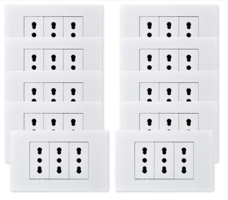 PACK 10 TOMACORRIENTE TRIPLE 10/16A 250V BLANCO