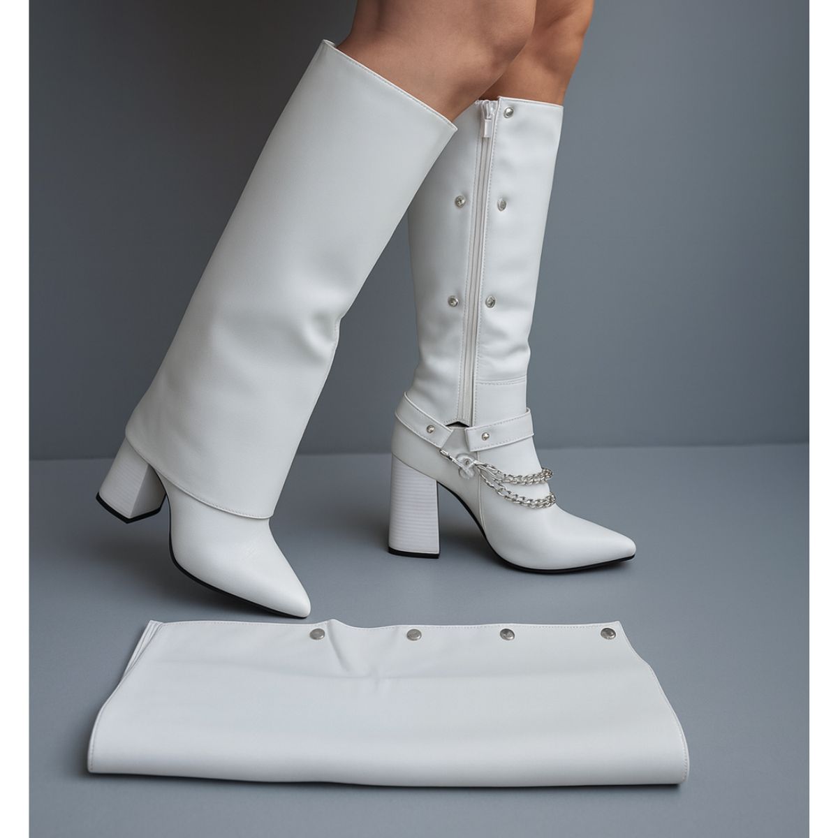 BOTELI - Botas Blancas 4 EN 1 para Mujer con Tacón 5Y16-10