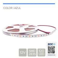 STOREFIX - TIRA LED 12V LUZ COLOR AZUL DE USO INTERIOR - (Rollo 5 mts)