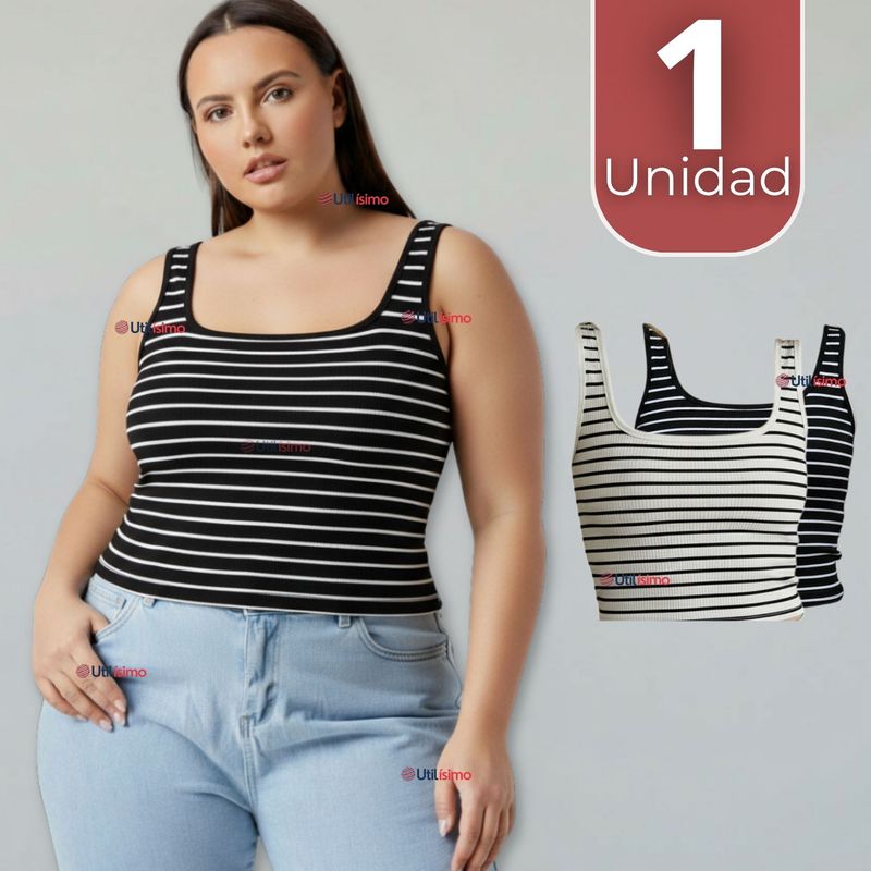 UTILISIMO - Camiseta Rayas 100% Algodón Básica Elástica Mujer Colores Surtidos