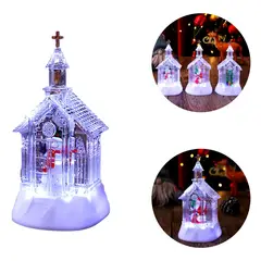 GENERICO - Adorno Navideño Iglesia Globo De Nieve Decorativo Con Luces